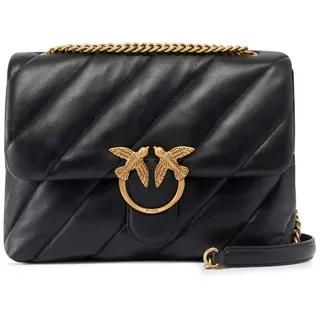 PINKO Love Puff Big Umhängetasche Leder Schwarz/Gold