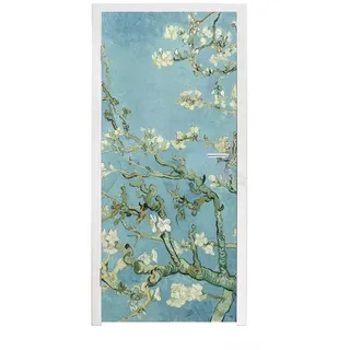 MuchoWow Türtapete Mandelblüte - Van Gogh - Kunst, Matt, bedruckt, (1 St), Selbstklebende Tapete, Folie für Möbel, 75x205 cm bunt 75 m x 205 m