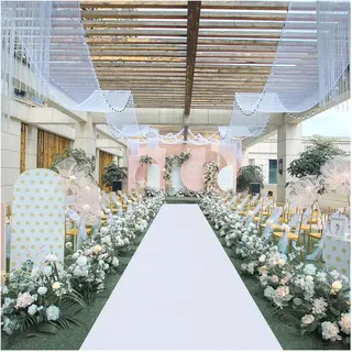 Gdmokle Weiß Hochzeitsteppich Gangläufer, 2,5mm Dicke Hochzeit Läufer | 1m x 10m Event Teppich Messeteppich Polyester-Stoff Teppich-Boden für Drinnen und Draußen