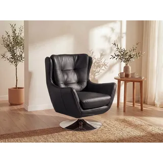 Drehsessel - Büffelleder - Schwarz - ANABA