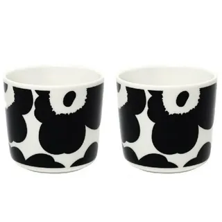 Marimekko Tasse Becher ohne Henkel Unikko Weiß-Schwarz (2-teilig)