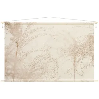 Bilderdepot24 Wandteppich modern Landhaus Gräser beige, rechteckig, Höhe: 2.6 mm, großes Wandbild aus Natur-Baumwolle Wandbehang Stoffbild Tuch Wollseil beige rechteckig | 205 cm x 137 cm x 2.6 mm