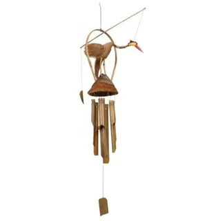 Kunsthandwerk Asien Windspiel Vogel COCOS, Natur, groß aus Holz