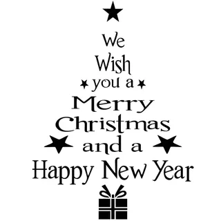 WINOMO Weihnachtsbaum Spruch Wandaufkleber MERRY CHRISTMAS abnehmbare Wandsticker Christmas Wandtattoo für Wohnzimmer, Schlafzimmer, Fenster, TV Hintergrund Dekoration (Schwarz)