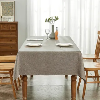 Tischdecke in Braungrau 140 x 240 cm, schmutzabweisend, mit Jacquard | Rechteckig, wasserabweisend,bügelfrei, waschbar, Restaurant, Küche, Party, Dekorativ, Weihnachten, Neujahr, Café, Garten