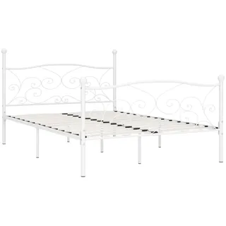 vidaXL Bettgestell mit Lattenrost Metallbett Doppelbett Bett Schlafzimmerbett Bettrahmen Ehebett Schlafzimmermöbel Weiß Metall 120x200cm