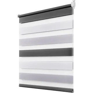 Doppelrollo Fensterrollos Ohne Bohren, Vkele, 130cm/160cm, klemmfix,klemmträger, Sonnenschutz, Lichtdurchlässig und Verdunkelnd. grau|silberfarben 35 cm x 130 cm
