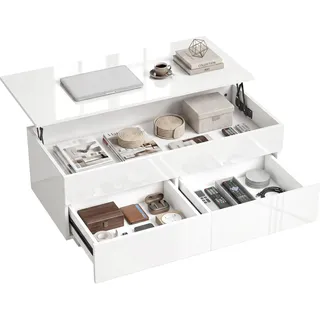 Homcom Couchtisch Höhenverstellbar Weiß Spanplatte 48 x 54,5 cm