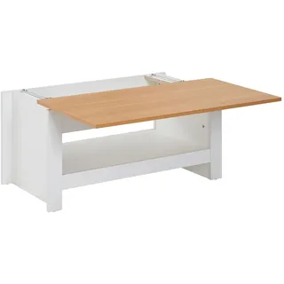 Couchtisch FineBuy Wohnzimmertisch Weiß 85x47x42cm Sofatisch Tisch mit Stauraum
