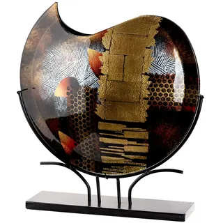 Gilde Glas Art Bodenvase Dixion aus Glas - rund - glänzend schwarz - Höhe 51cm x Breite 49 cm - handbemalt - Nicht wasserdicht