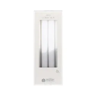 Müller Kerzen Stabkerzen, Dip-Dye,  22 x 245 mm, halbgetaucht 2242452252 , 1 Packung = 4 Stück, Farbe: kiesel