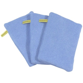 KiNDERWELT Waschhandschuh 3 x Baby Kinder Waschhandschuh blau, Baumwolle (3-St), anschmiegsam, flauschig blau