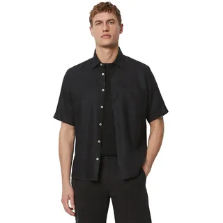 Leinenhemd MARC O'POLO Gr. M, N-Gr, schwarz Herren Hemden Leinenhemden mit aufgesetzter Brusttasche