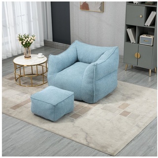 REDOM Sitzsack Lazy Sofa, mit hoher Rückenlehne, mit Fußhocker (langlebiger Komfort-Schaukelstuhl, Couchsessel für Erwachsene und Kinder, für drinnen und draußen) blau
