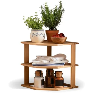 Küchenregal Eckregal Holz 25x27cm stehend Aufbewahrungsregal Gewürzregal Küche