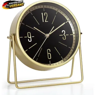 Vintage Metall-Tischuhr leise ohne Ticken mit Verstellbarem Winkel für Wohnzimme