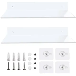 nvdsivee 2 Stück Wandregal Ohne Bohren Schweberegal für Badezimmer Regale Wand Küche Regal Aluminium Ablage für Wohnzimmer Schlafzimmer Weiß 30cm