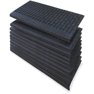 PETEX 10x Stufenmatte/Treppenmatte mit Winkelkante aus Gummi für innen und außen, 64,5 x 25 cm, selbstklebend, rutschfest