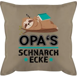 Shirtracer Dekokissen Opa Schnarchecke I Schnarchplatz Geschenk für Opas Bester Opi Faultier, Schnarchecke beige|braun