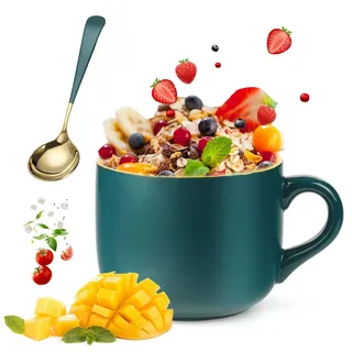 Groß Tasse, Groß Keramik Kaffeetassen mit Henkel, 650 ml Tasse groß Coffee Cup, Erbsengrün Keramik Tasse, Stilvolle Einfachheit Große Tasse Kaffeetassen Tasse Keramik Salat Schale
