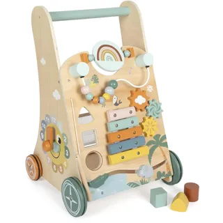 Small Foot Company small foot Lauflernwagen „Safari“ aus Holz, 3 Seiten, Räder mit Gummiringen, Lauflernhilfe für Kinder ab 1 Jahr, 12640