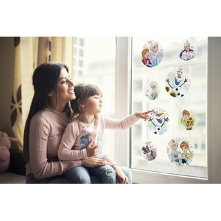 Fensterbild Frozen Springday Bubbles - Größe 30 x 30 cm, 2 Bogen - Fenstersticker, Disney, Kinderzimmer, Babyzimmer, Frozen