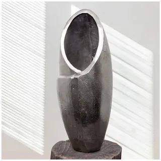 Antikas Wanddekoobjekt Aluminium Vase, Groß, Amphore, Vase, Dekoration silberfarben