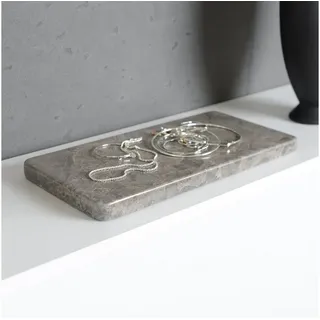 wohnfreuden Dekotablett Marmor Naturstein Deko-Tablett 30 cm grau flach eckig, 32994 grau