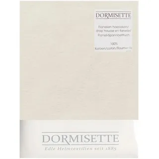 Dormisette Flanell Spannbettlaken für hohe Matratzen bis ca. 30 cm Höhe Rundumgummi 100% Baumwolle (Natur, 90 x 200 cm)