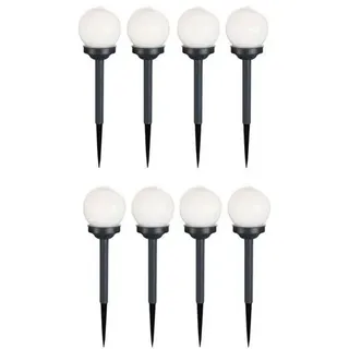8er Set LED Außen Solar Lampen Kugel Design Erd Spieß Steck Leuchten Garten Weg Beleuchtung