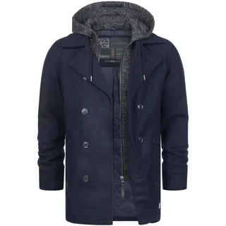 Indicode Herren Cliff Kurzmantel Wollmantel mit Stehkragen und Kapuze | Warmer Herrenmantel für Alltag und Freizeit mit Kapuze, Wintermantel, Outdoorjacke, Freizeitmantel, edler Mantel für Männer - S