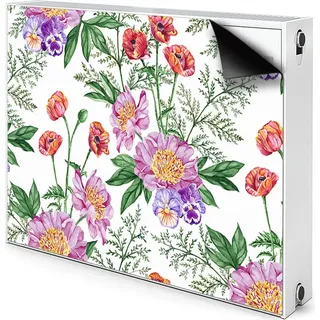 Magnet Radiator Magnet Mat Heizkörper Heizung Verkleidung Abdeckung 110x60 cm  - Blumenstrauß, Pfingstrose - Grün