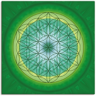 Leinwandbild ARTLAND "Blume des Lebens 3" Bilder Gr. B/H: 100 cm x 100 cm, Muster quadratisch, 1 St., grün Leinwandbilder