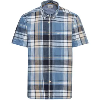 Karohemd CAMEL ACTIVE Gr. XXXL, N-Gr, blau (elemental blue) Herren Hemden Kurzarm mit Button-down-Kragen