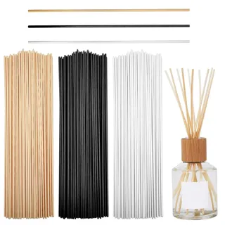 240 Stück Raumduft Stäbchen Duft Diffuser Sticks Duftstäbchen für Ätherische Öle im Home Office Hotel Spa Aropatherapie 20cm x 3mm (Natur, Weiß und Schwarz)