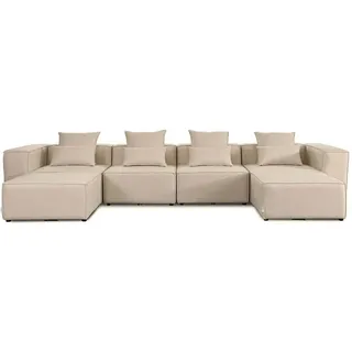 Home Deluxe - Sofa Verona - Beige, Größe: XXL - ca. 414 x 70 x 207 cm, Sitzhöhe: 46 cm, Sitztiefe: 80 cm, inkl. Kissen I Modulares Sofa Modulsofa Ecksofa Wohnlandschaft