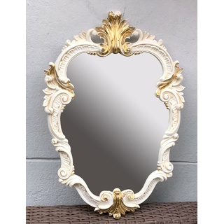 Generisch Dekorativer Barock Wandspiegel Gold ovaler Spiegel antik Wandspiegel Antik Oval Vintage Badspiegel Barock Shabby 49X33 Rokoko C443 (Beige Gold)