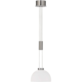 Fischer & Honsel Pendelleuchte Avignon 1x LED 9,0 Watt, nickelfarben, höhenverstellbar, stufenlos dimmbar, 60143, 25 x 25 x 170 cm (LxBxH) , 1000 lm, 2700 K, Glas: Opal