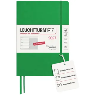 leuchtturm1917 gmbh, am spakenberg 45, 21502 geesthacht, kontakt@leuchtturm1917.com Wochenkalender Medium A5 Spring Leaf 2027