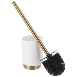 LikeKa Badaccessoire-Set Weiss Matt Gold Seifenspender Toilettenbürste Kosmetikeimer