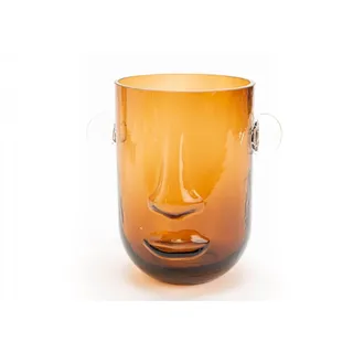 Vase Gesicht braun - Rund Glas Amadeus 14x18.5 cm