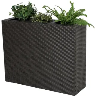 Pflanztrog Blumentrog Pflanzkübel Rechteckig Raumteiler Rattan 72 x 27 x 52 cm
