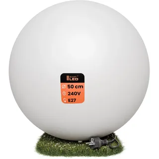 SMART LED Kugelleuchte für Garten IP65-50 cm Kugel Außenleuchte Optik - E27 230V - winterfest - Erdspieße, austauschbare Lichtquelle, Weg- und Gartenbeleuchtung (Ø 50 cm)
