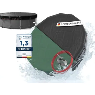 Planenfux® Poolabdeckung rund 450 cm (Für Ø 420-460 cm) | 2-in-1 Poolplane aus 200g/m2 PE Material | UV-resistente Pool Solarplane für Sommer & Winter Abdeckung | Ø 520 cm Rundpool Abdeckplane