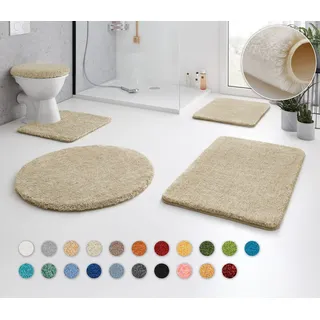 Kleine Wolke Badematte RELAX, Badvorleger, Badezimmer Teppich, Höhe 30 mm, rutschhemmend beschichtet, fußbodenheizungsgeeignet, Polyacryl, rechteckig, Badteppich, meliert, rechteckig, rund & als Set erhältlich beige rechteckig | 70 cm x 120 cm x 30 mm