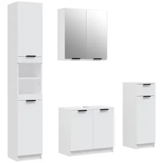 vidaXL 4-tlg. Badmöbel-Set Weiß Holzwerkstoff