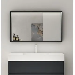 doporro Spiegelschrank Wandspiegel mit LED-Beleuchtung und Ablage Wandschrank in Matt Anthrazit aus Holz 120x12x70cm Hängeschrank für Badezimmer ... - Grau