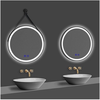 duschspa Badspiegel Runder Spiegel mit Schwarz Rahmen LED Badspiegel Warm/Neutral/Kaltweiß, Touch/Wandschalter Dimmbar Memory 50-80cm Ø 60 cm
