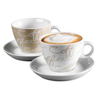 RitzenhoffundBreker Kaffeetassen Cornello Creme, Porzellan, Cappuccinotassen, 180ml, Set 4-teilig