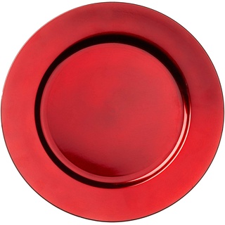 Dekoteller Tablett | PVC rot Ø 33cm | Platzteller Kerzenteller Tischdekoration (1 x Dekoteller rot Ø33cm)